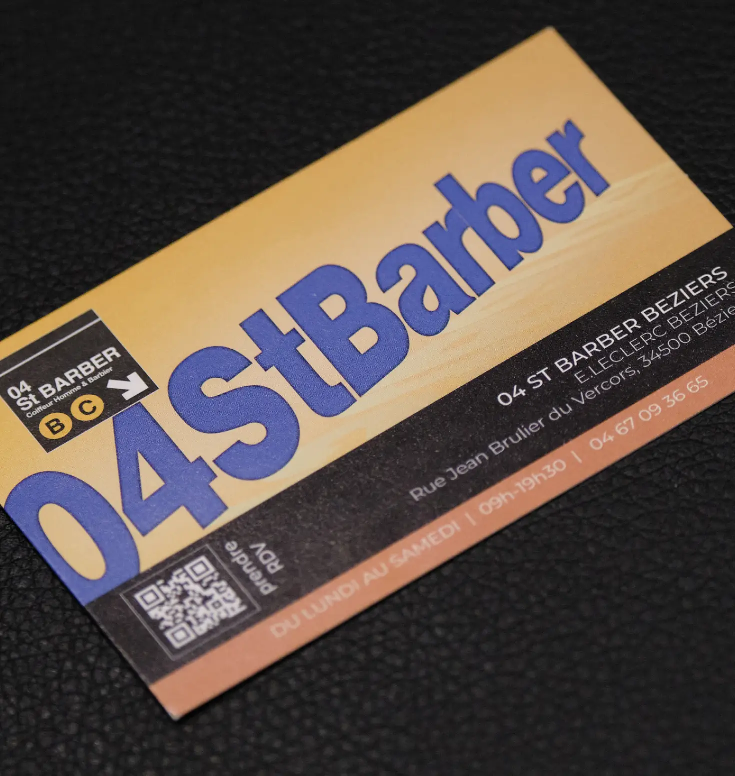 Carte de fidélité 04 ST BARBER Béziers avec coordonnées et QR code