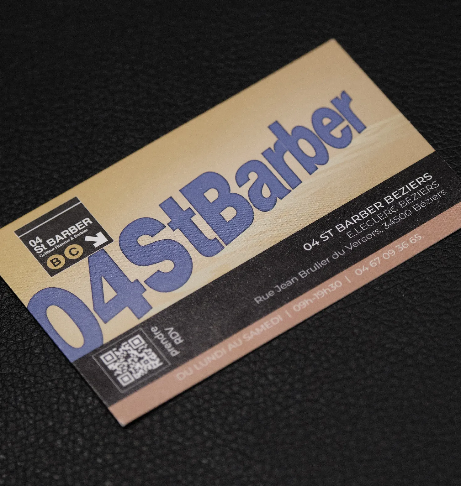 Carte de fidélité 04 ST BARBER Béziers avec coordonnées et QR code